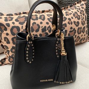 Michael Kors Brooklyn Small Leather Satchel Black